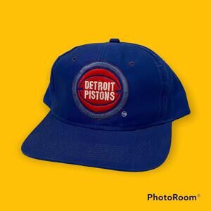 Vintage Detroit Pistons Plain Logo Snapback Hat NBA Basketball by Gcap Youngan